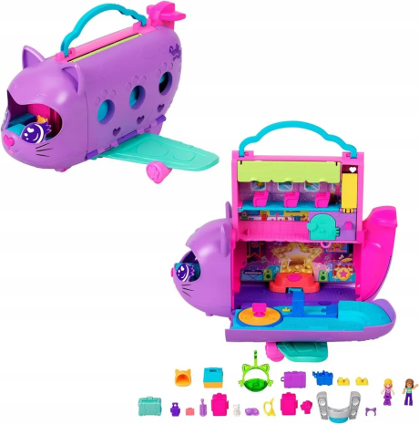 Игровой набор "Кот-самолет" внутри с аксессуарами Polly Pocket вид 1