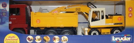 Самосвал MAN с колесным экскаватором Liedherr Bruder вид 2
