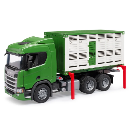 Грузовик Scania для перевозки животных с коровой Bruder вид 2