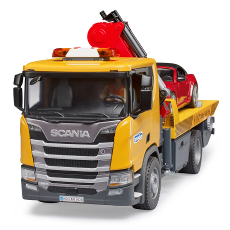 Эвакуатор Scania со спрортивным автомобилем Bruder вид 2