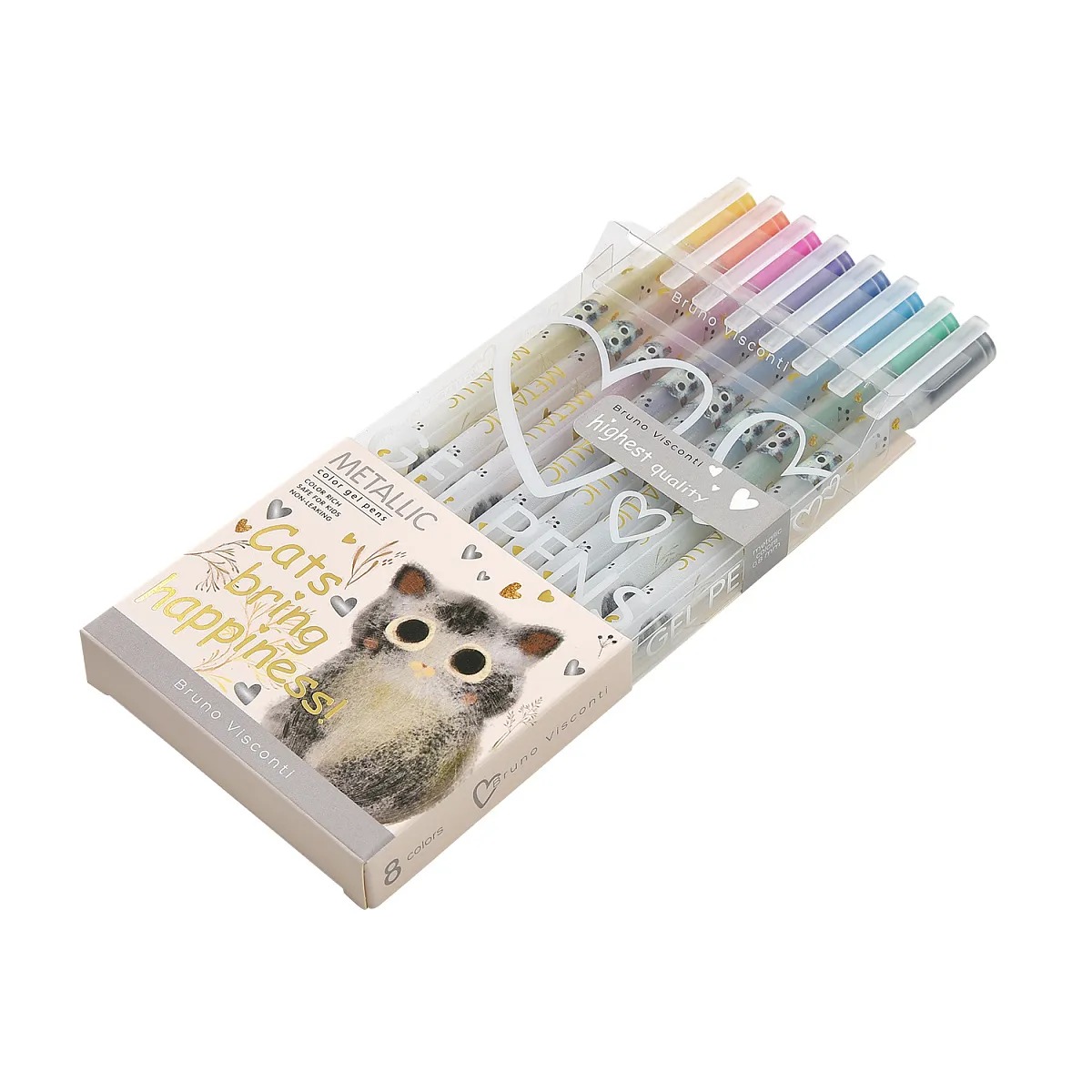 Набор гелевых ручек 8 цв. "Котики приносят счастье" Bruno Visconti вид 2