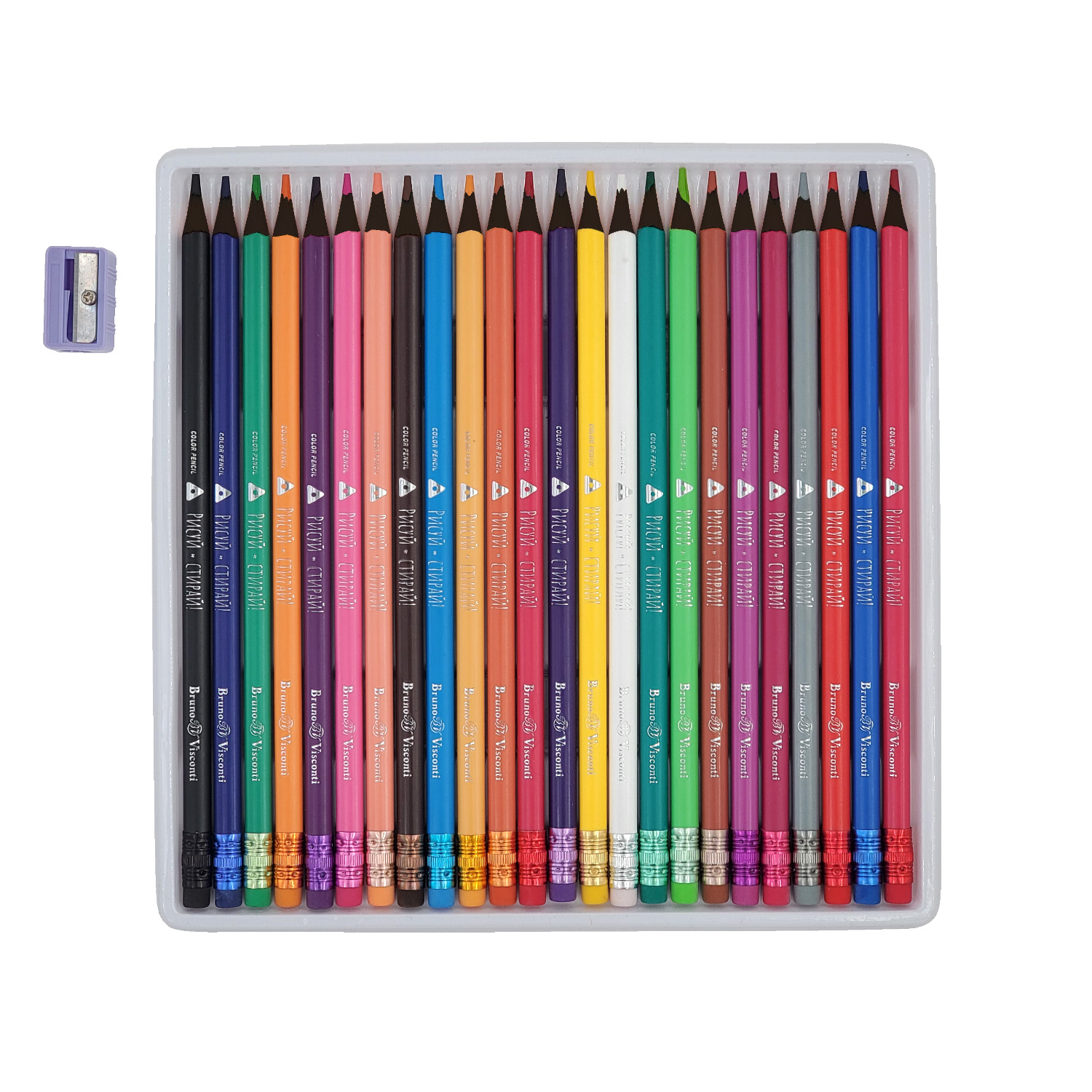 Карандаши пластик. 24 цв. Рисуй и стирай Bruno Visconti вид 1