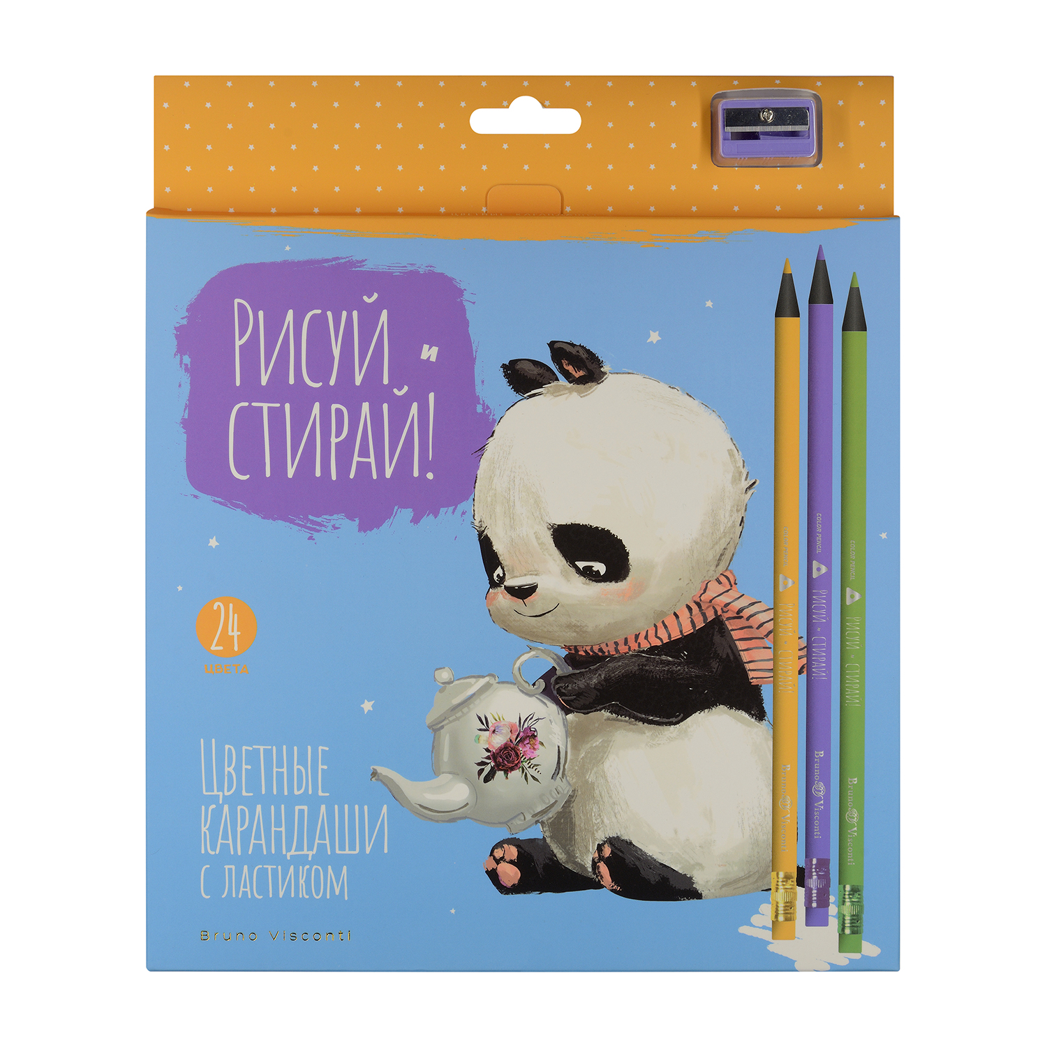 Карандаши пластик. 24 цв. Рисуй и стирай Bruno Visconti вид 2
