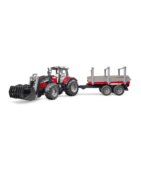 Трактор Massey Ferguson с манипулятором и прицепом Bruder вид 1