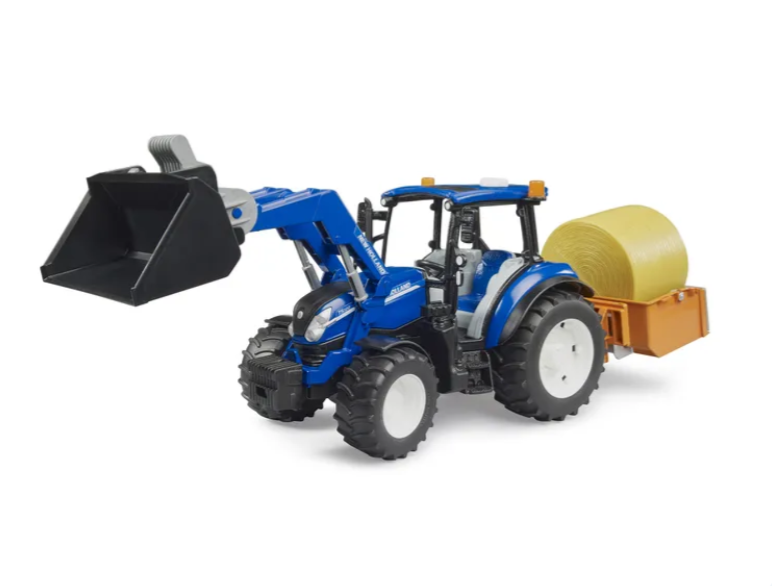 Трактор New holland Т5.120 с фронтальным погрузчиком, вилами, загрузочным ящиком Bruder вид 1
