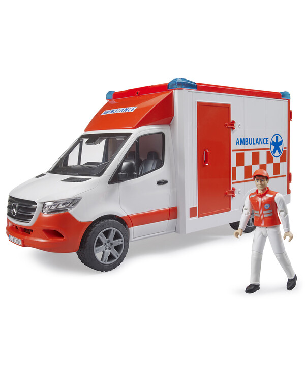 Скорая помощь Mercedes с фигуркой человека и модулем со световыми и звуковыми эффектами Bruder вид 1